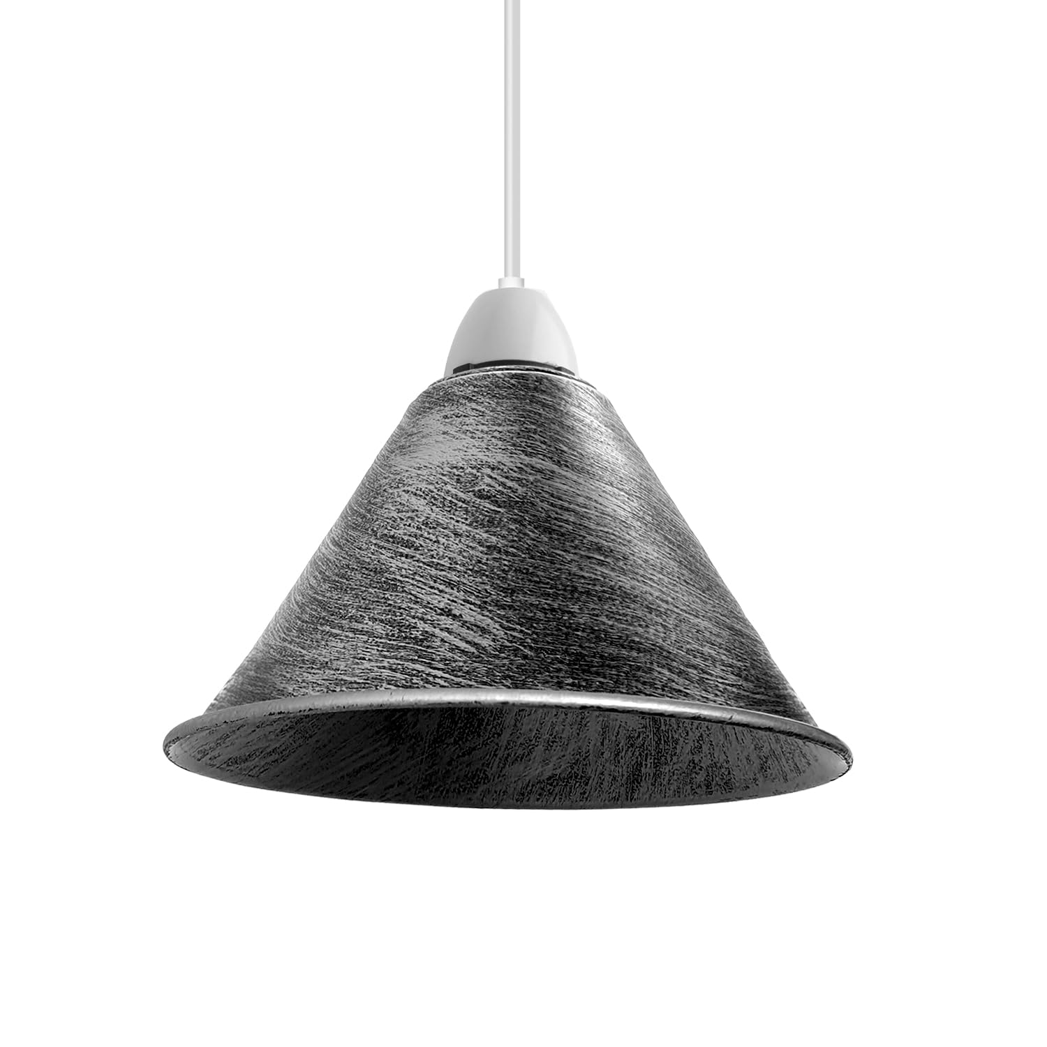 Modern Brushed Silver Cone Pendant Light Shade Industrial Retro Easy Fit 18cm Ceiling Lampshade for Bedroom Kitchen Dining Room Restaurant Cafe