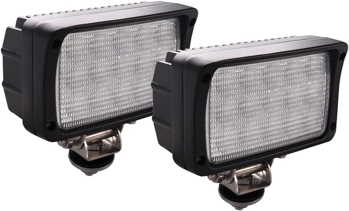 Lightronic 4x6 Inch Rectangular LED Truck Headlight Tractor Fog & Driving Light, High Power Output Super Bright 6000K Natural White Wide Flood Beam, 12V/24VDC 45W 4500 lm, IP69 Waterproof Rating, 2PCS