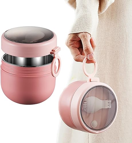 Recipientes de avena con tapas, de acero inoxidable de 20 onzas, tarros de avena con cuchara, frascos de comida aislados, contenedor de avena