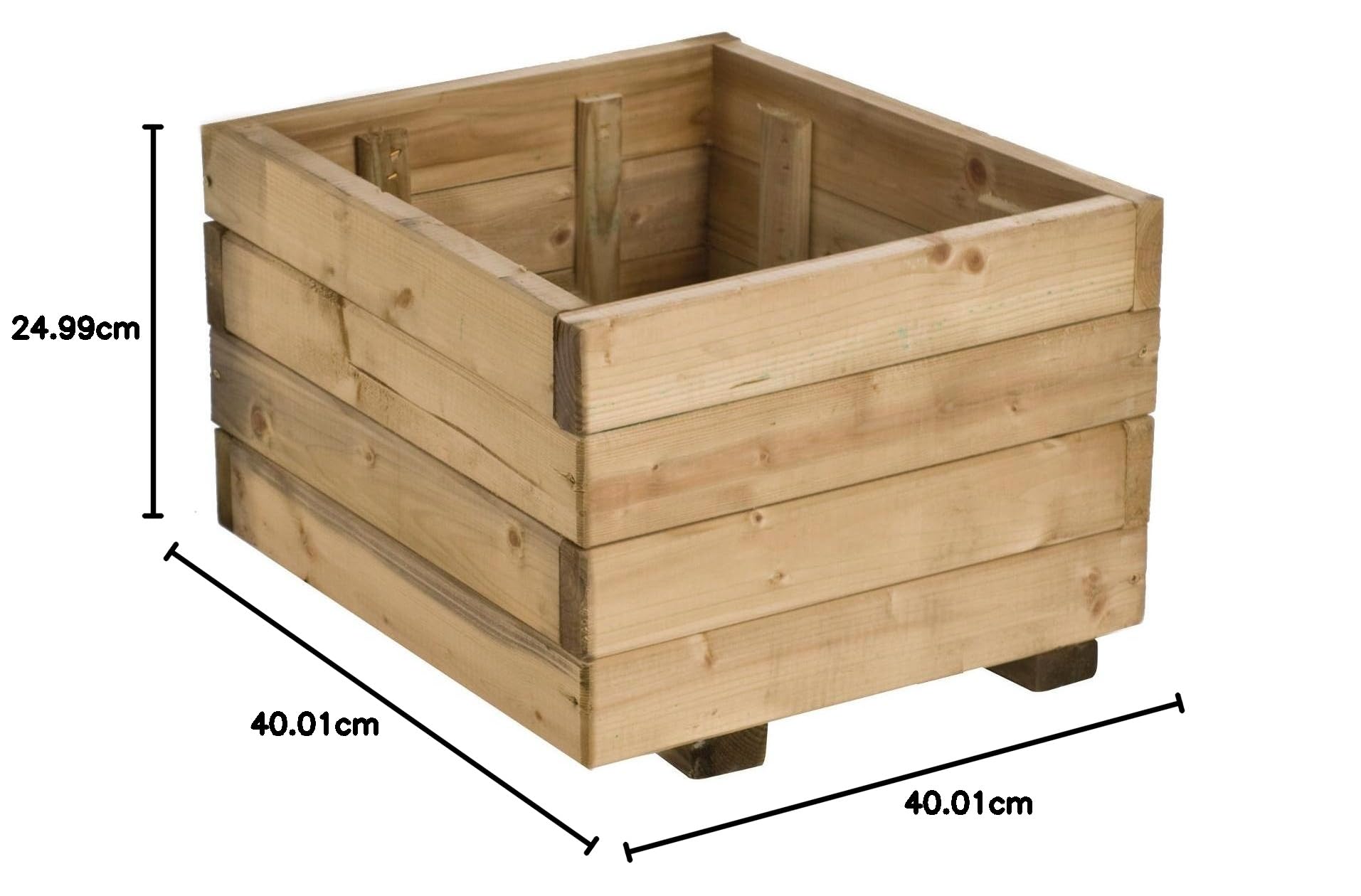 Generisch Vaso per piante in legno naturale, per interni ed esterni, 40 x 40 x 30 cm