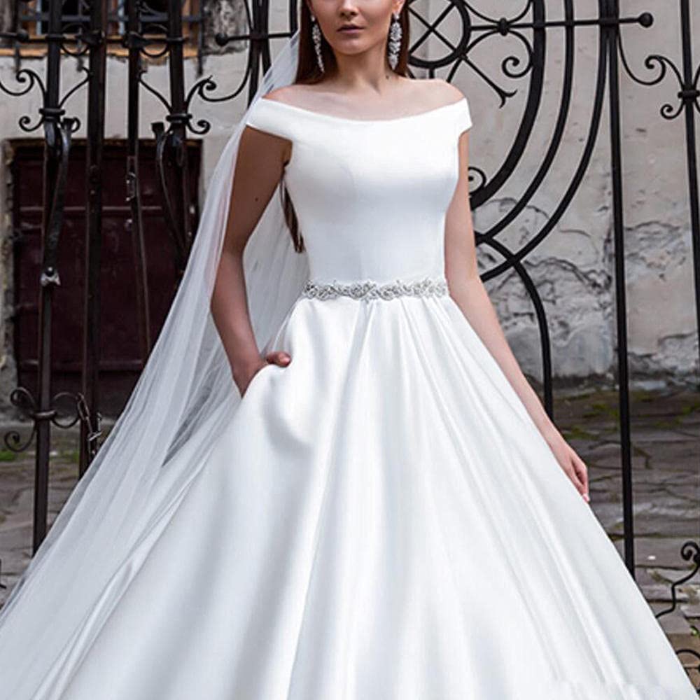 Vestidos de Noche Vestidos de Baile Femenino, Vestidos de Fiesta de Fiesta de Satén Vestidos de Fiesta de Banquete - Blanco 54, Vestidos de Noche Femeninos Vestidos de Novia Largos, Blanco