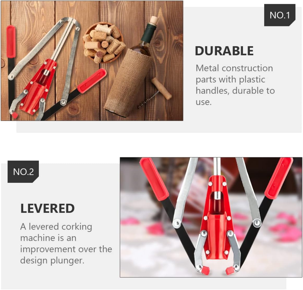 1pc Stopper Double Lever Hand Corker Hand Cork Opener Hand Lever Corker Mechanics Tools Bottle Cap Remover Double Lever Corker Corker Twin Lever Corker Beer Wine Iron