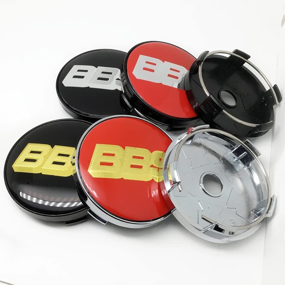 HYGGLY 4 pièces Auto Cache Moyeux, pour BBS 60mm Centre de Jante Capuchons Centre Roue Badge étanche Anti-poussière Décoration de Forme Accessoires,D