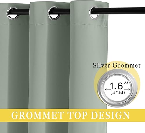 Miniatura 3 de NICETOWN Cortinas divisoras de habitación verde salvia de 84 pulgadas de largo, con ojales, aislamiento térmico, cortina opaca para puerta de patio,