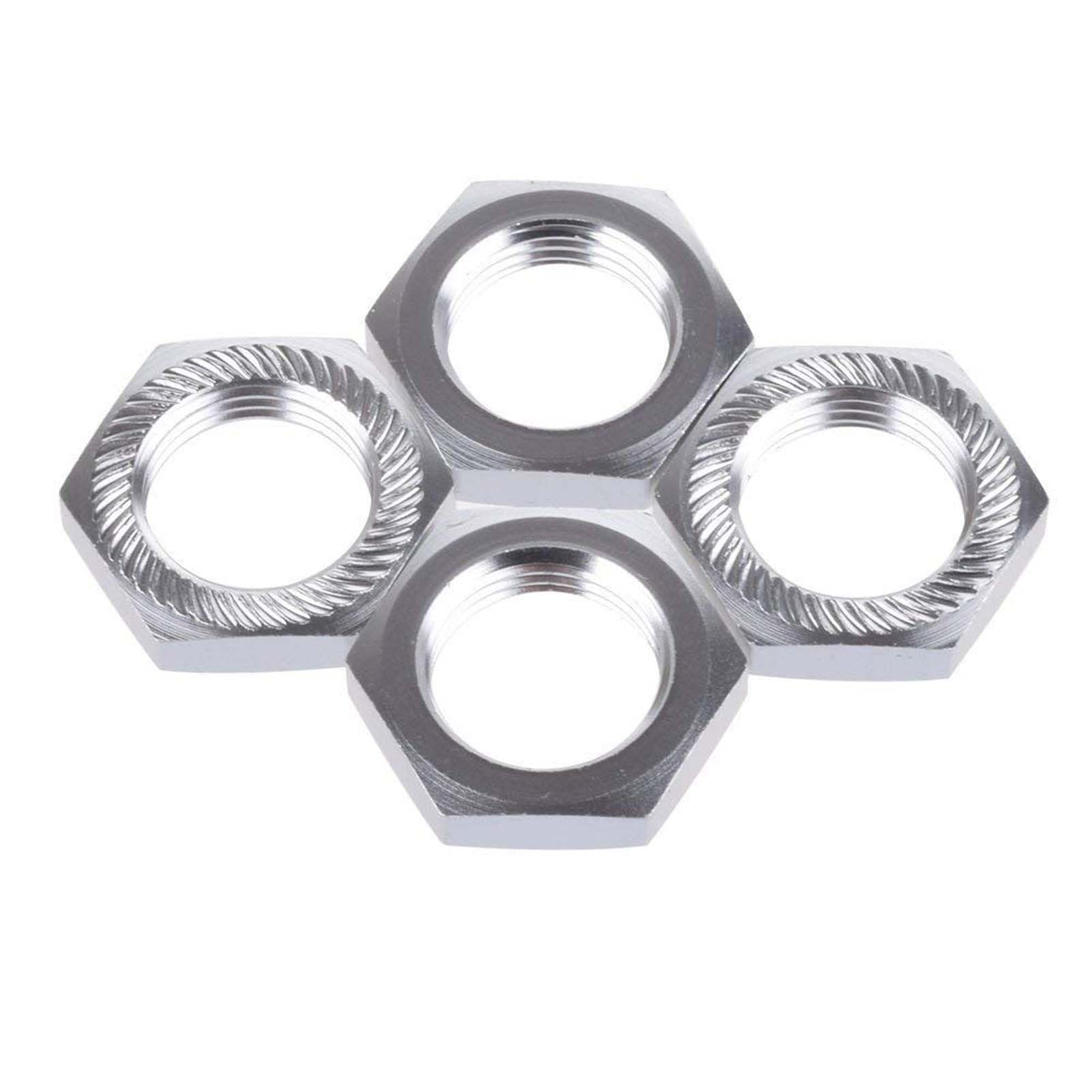 KEEDA Pack of 4 M17 17 mm Aluminium Alloy RC Wheel Hex Hub Nut Thread 1.0 mm for 1/8 RC Model Car HSP Redcat Himoto Parts (Silver) - Image 2