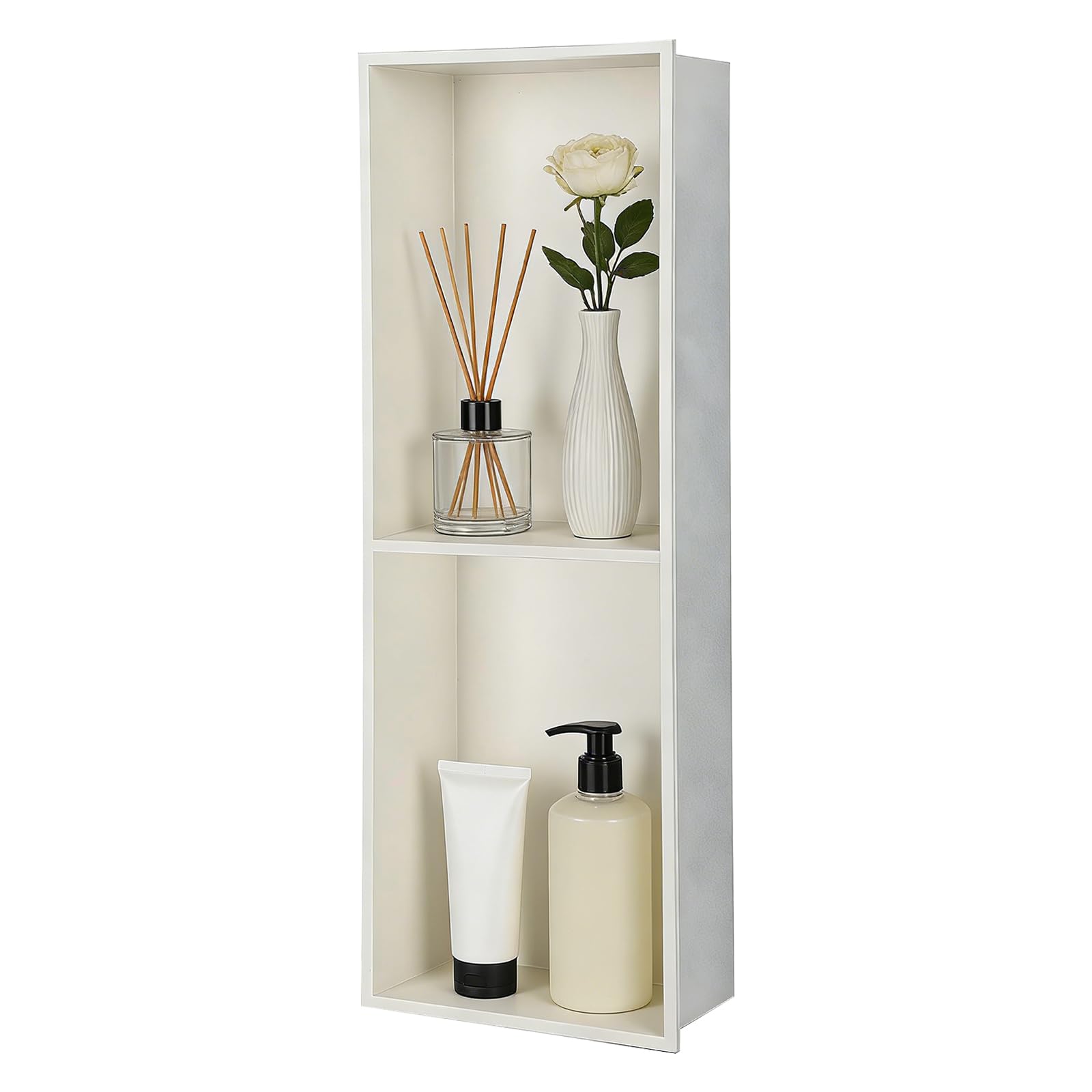 OUGPIU Shower Niche,304 Stainless Steel Embedded Bathroom Niche,Double Layer 60x20x15cm Wet Room Alcove Recess,No Tile Needed,Sealed Waterproof for Home Improvement,Bathroom Renovation