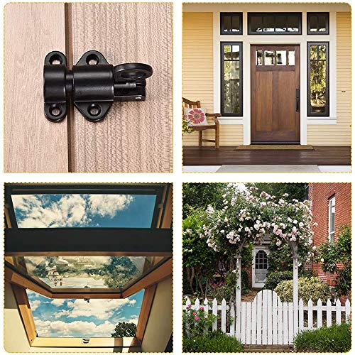 Spring Riegelschloss, 4 Stücke Türschloss Fenster Tor Sicherheit Pull Ring, Automatische Verriegelung mit Schraube, Automatischer Rückprall, für Balkontüren, Gartentüren, Fenster (Schwarz und Silber)