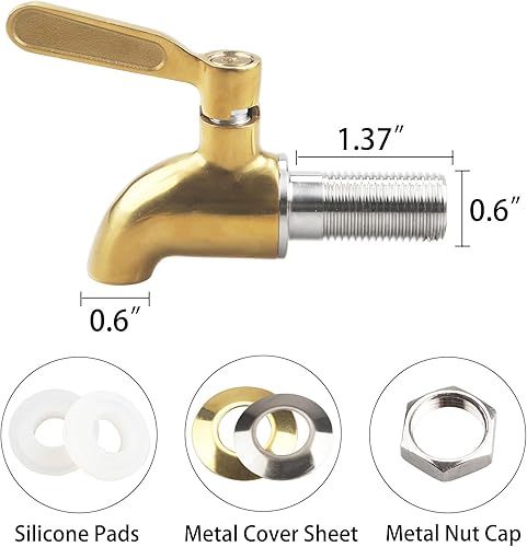 Miniatura 3 de Grifo de acero inoxidable dorado para dispensador de agua, grifo de repuesto para tarro de vidrio MUGLIO