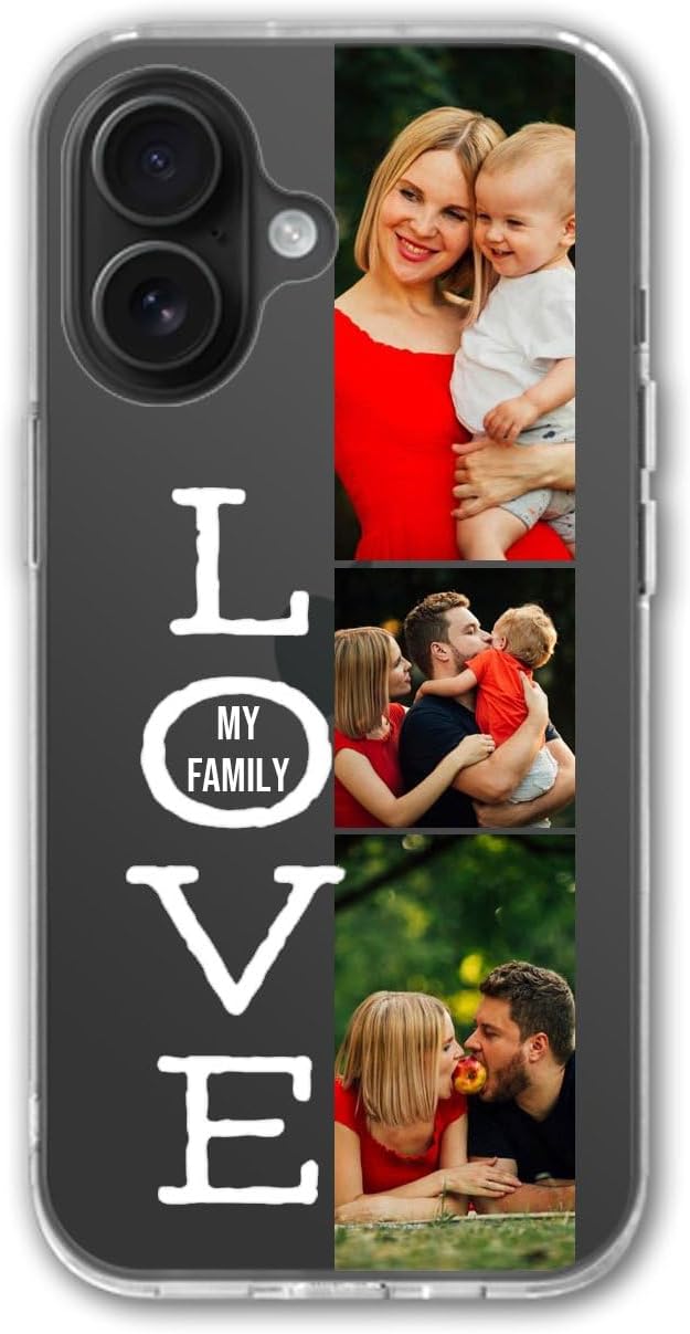 Personalized 3 Photo & Text Slim Soft TPU Case for iPhone 16 15 14 13 12 11 X XS XR 8 7 6 – Gift for Loved Ones