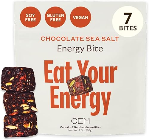 GEM Bocado energético con cafeína  Energía holística sostenida  Apoya el metabolismo, la resistencia y la resistencia  40 mg de cafeína, raíz de