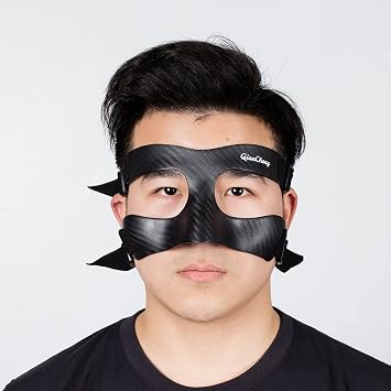 Nose Guard for Broken Nose, Sports Face Shield for Men Women, Adjustable Carbon Fiber Face Guard with Padding, Protection from Impact Injuries to Nose and Face for Adult