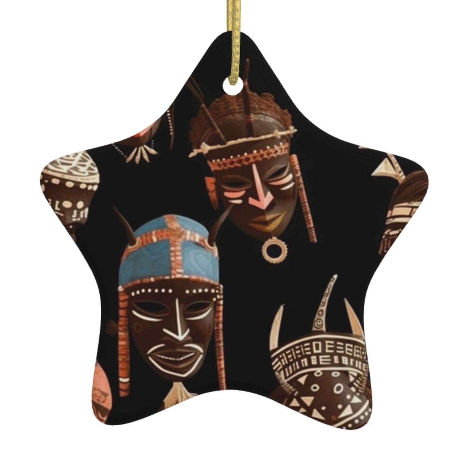 Fodpand Women's White African Ritual Ethnic Tribal Christmas Ornaments 2025, Gift Exchange For Men, Collectible Ceramic Ornament Star Hanging Ornaments For Christmas Tree Decoration