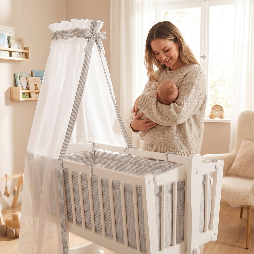 VitaliSpa Lit bébé, Blanc, 40x90 | avec des roues, avec fonction de bascule et roulettes verrouillables