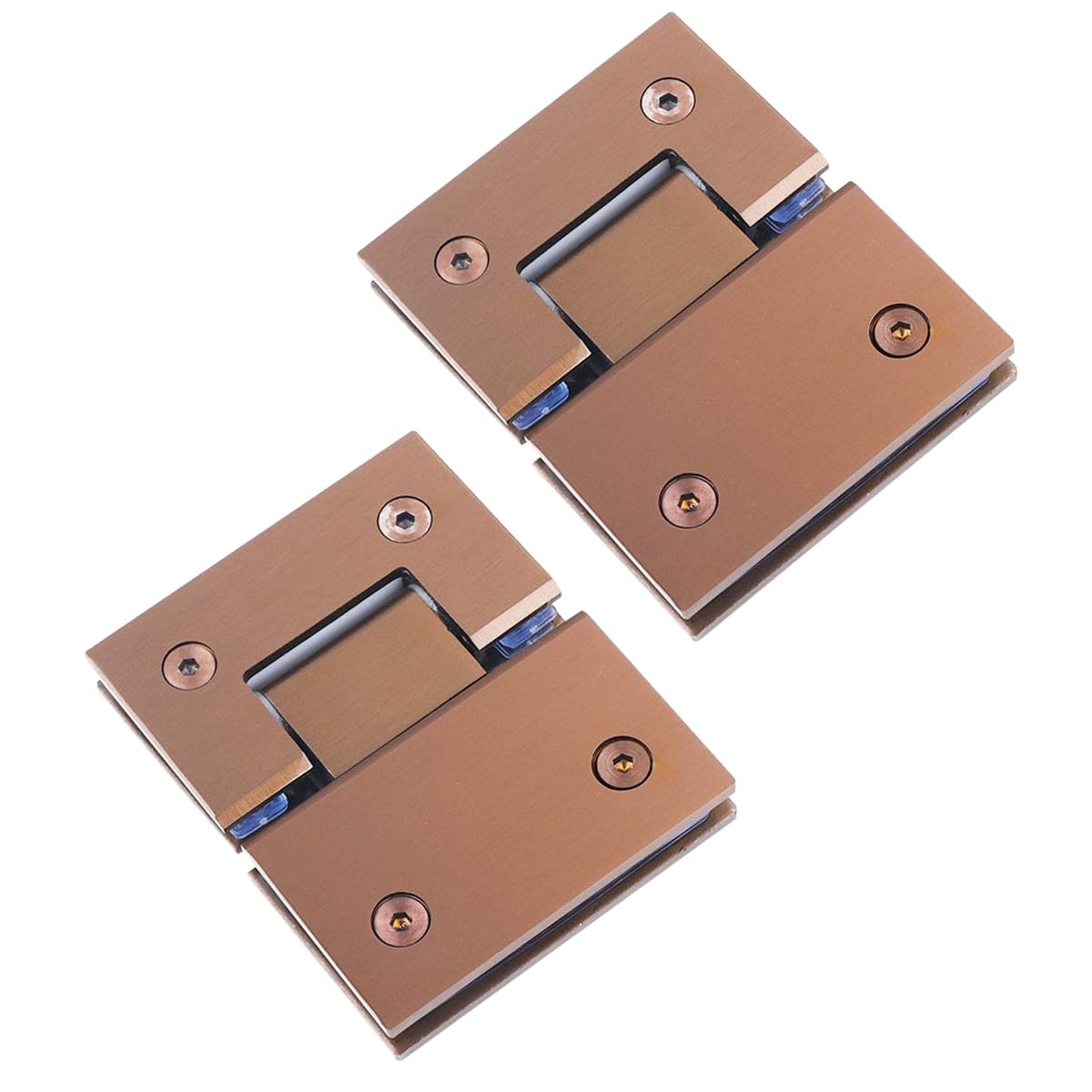 Glass Door Hinges,2 Pack 180 Degree Frameless, Heavy Duty 304 Stainless Steel to Hinge Bathroom Gate Clamp for 8-12mm(Rose Gold)