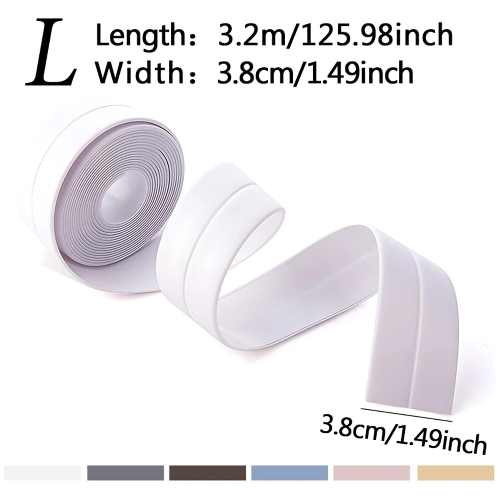 Nastro sigillante, 2 Rotoli di Nastro Adesivo da Parete for Bagno, Larghezza 3,8 cm, Dimensioni L, Nastri sigillanti autoadesivi(Yellow)