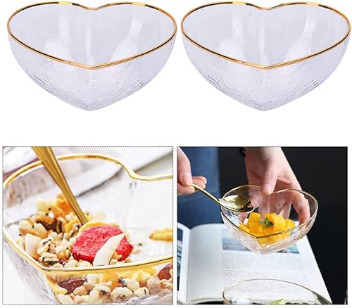 Miniatura 2 de 2 cuencos de vidrio para servir pequeños en forma de corazón, cuenco de postre para aperitivos, cuenco de vidrio decorativo para preparación,