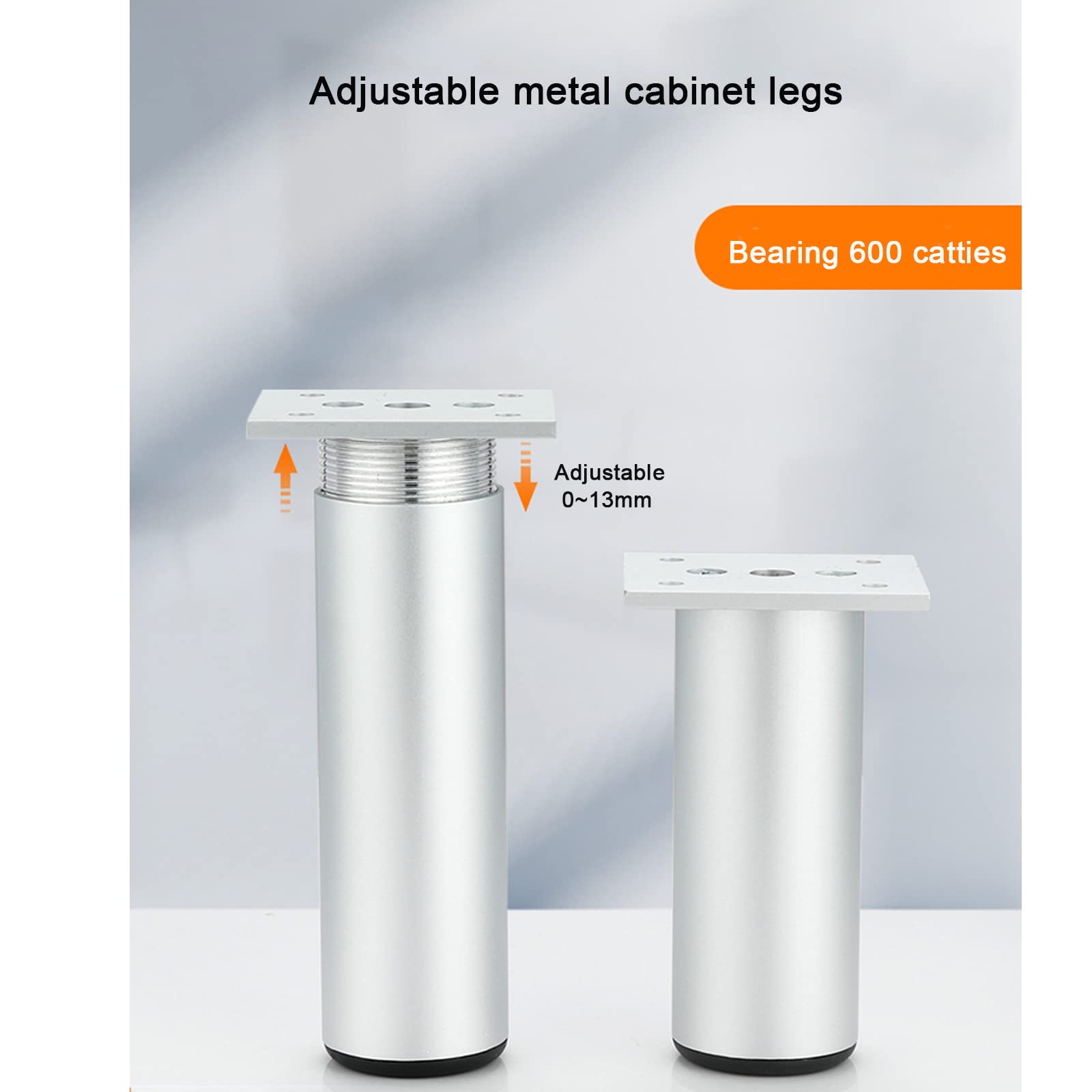 Gambe regolabili per mobili in alluminio nero, 30 cm, set di 4 piedini in metallo per divani e armadietti per mobili moderni per comò e tavoli, pezzi di ricambio eleganti e durevoli