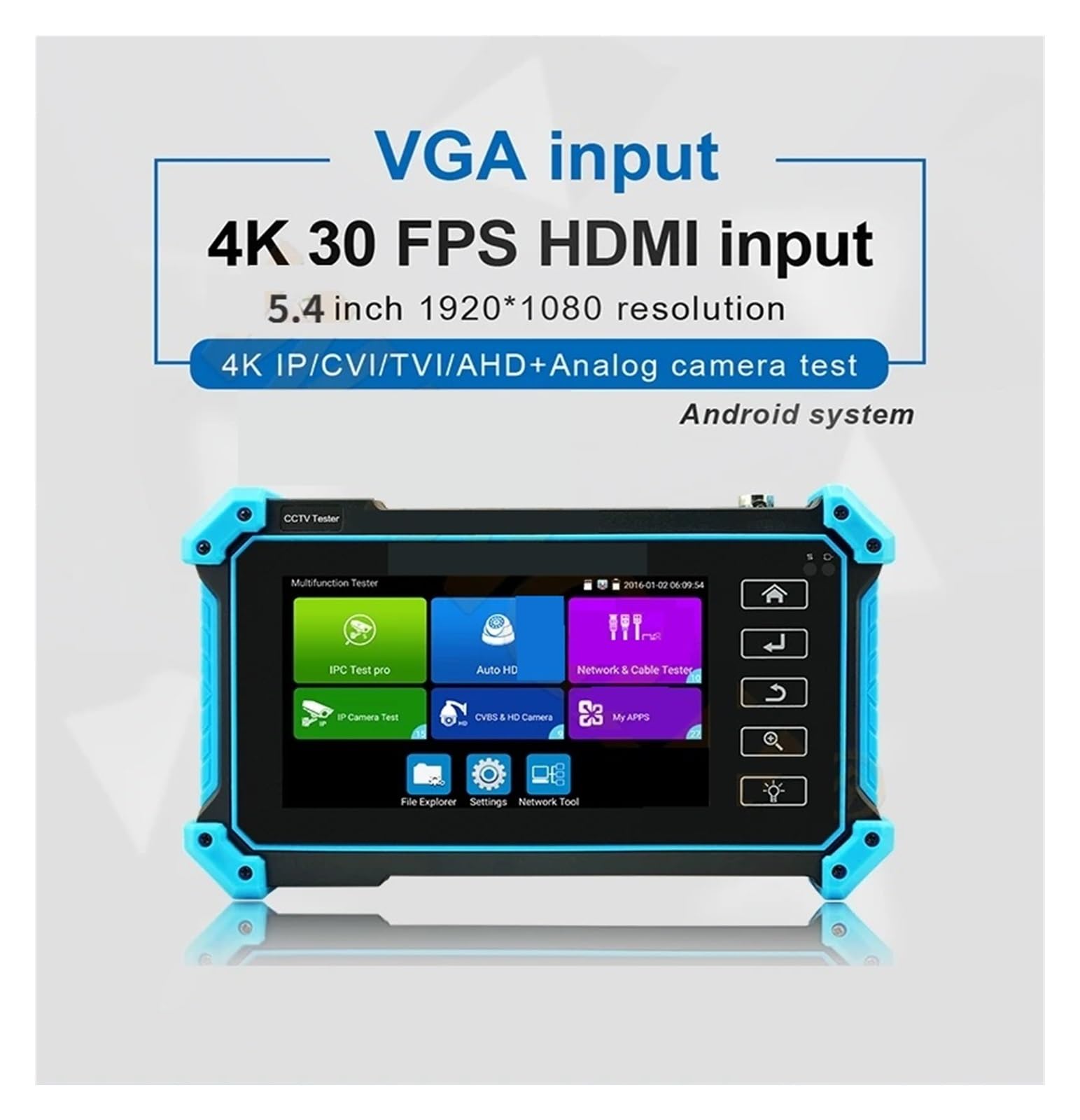 Tester kamer CCTV, Tester Kamery IP Monitor Wszystko W Jednym IPC5200C Plus 5,4-calowy Ekran Dotykowy 8 MP CVI/TVI/AHD Test Wyjście DC12V/POE/Tracer Kabla