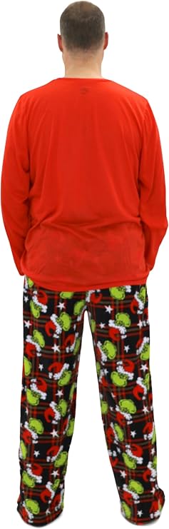 Dr. Seuss Grinch Pajamas - Family Christmas Pajamas Set, Matching Grinch PJs Top & Pant Loungewear Set for Men, Women & Kids