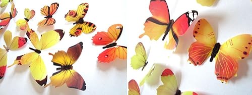 Miniatura 2 de Bokeley - 12 calcomanías de pared de mariposas coloridas 3D, manualidades, decoración para guardería, aula, oficinas, niños, niñas, niños, bebés,