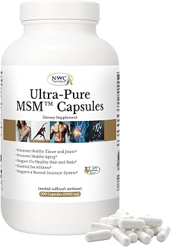 NWC Naturals Ultra-Pure MSM Capsules, 300ct Bottle, 1000mg Pure MSM for Joint Support