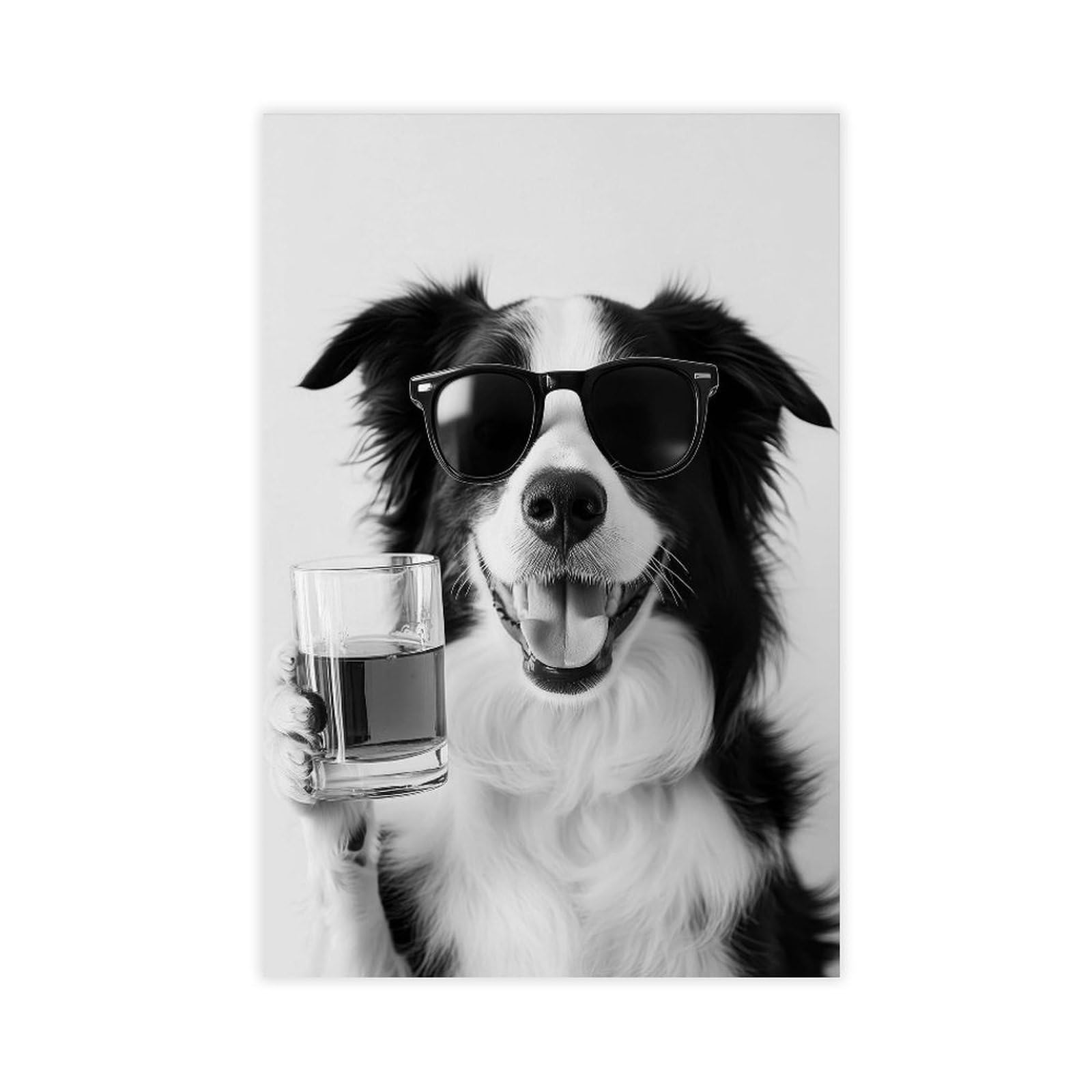 Utgn Border Collie Drinking Whiskeyposter Canvas Poster Wall Art Print Picture Paintings 20X30inch(50X75cm)