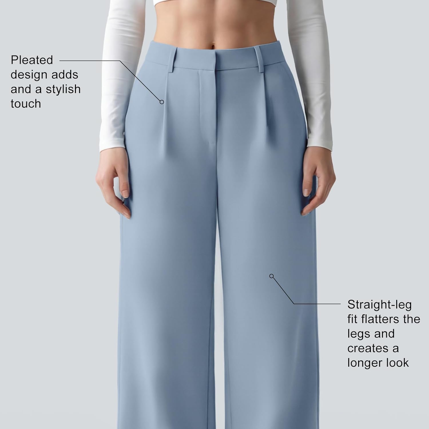 OctMoon Women's Stretchy Straight Leg Dress Pants - High Waisted Business Casual Office Work Slacks