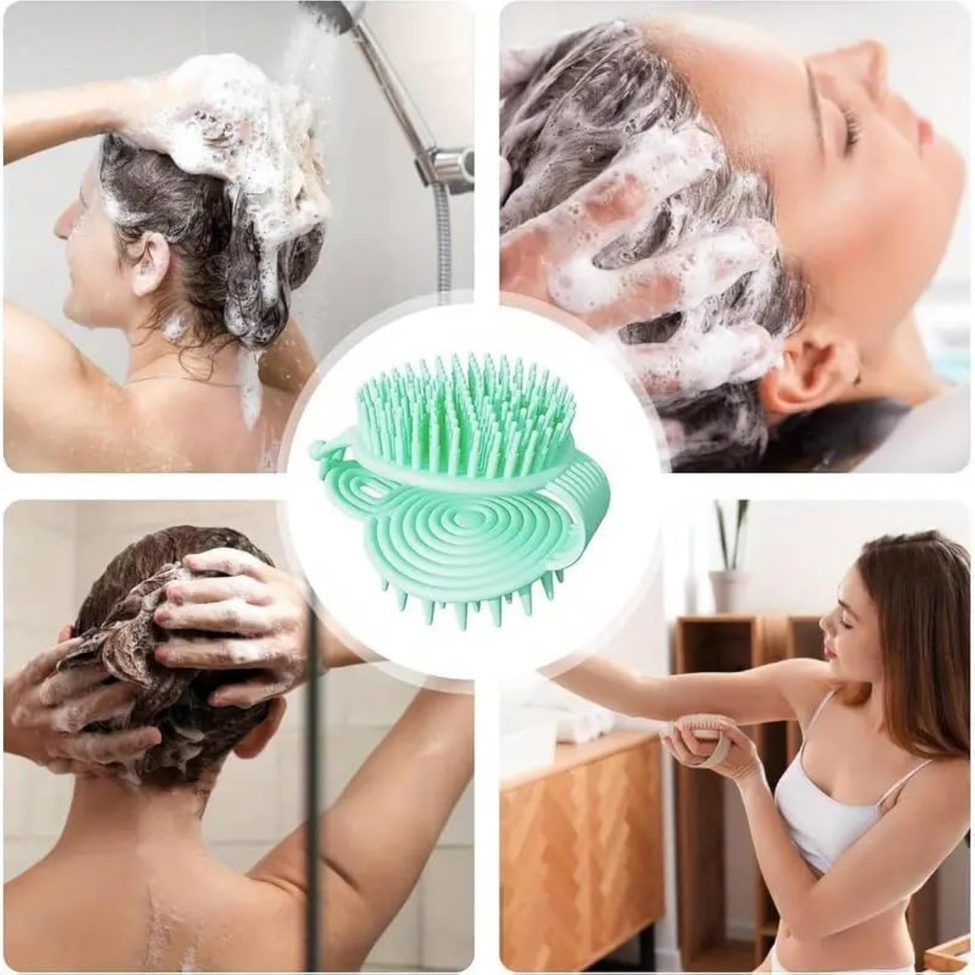2 in 1 Double Sided Shampoo Brush with Scalp Massager