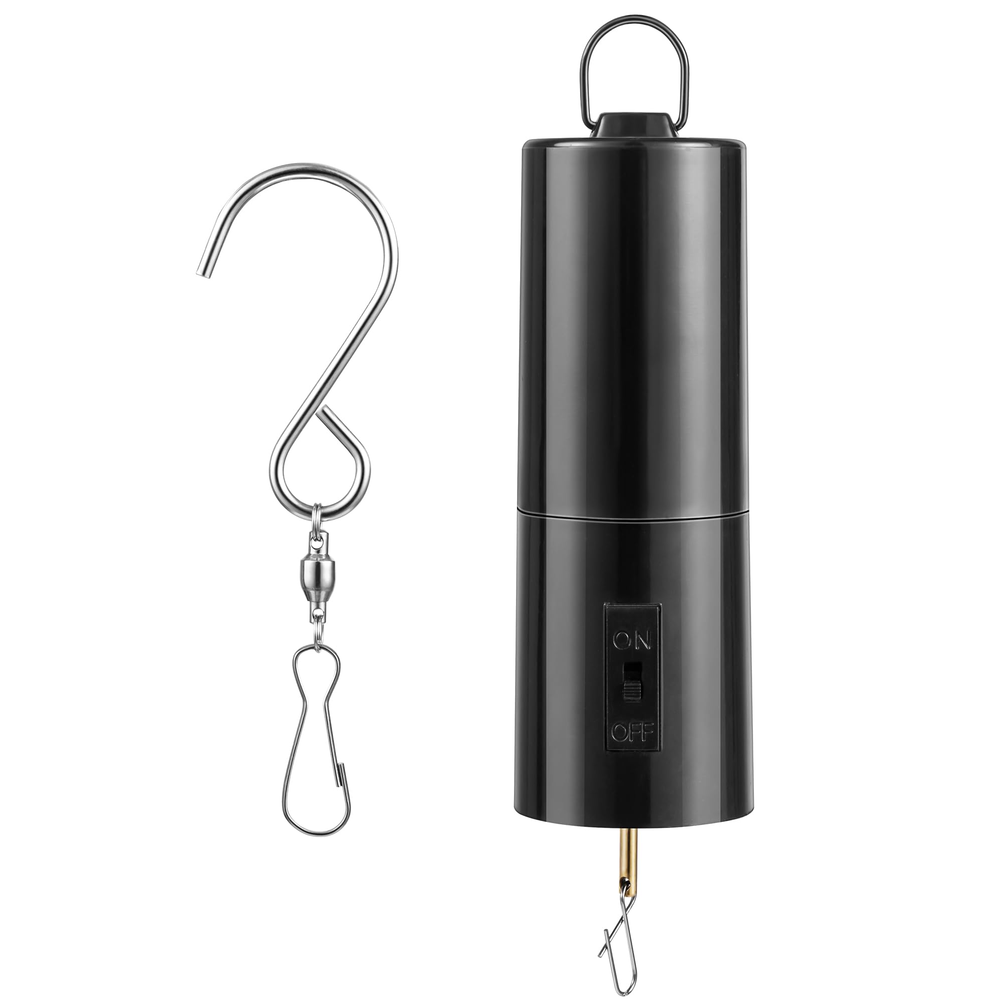 DuBant Battery Operated Wind Spinner with Free Stainless Steel Swivel Hook, Black Rotating Motor Hanging Spinner for Garden Outdoor Decor (Battery Not Included)