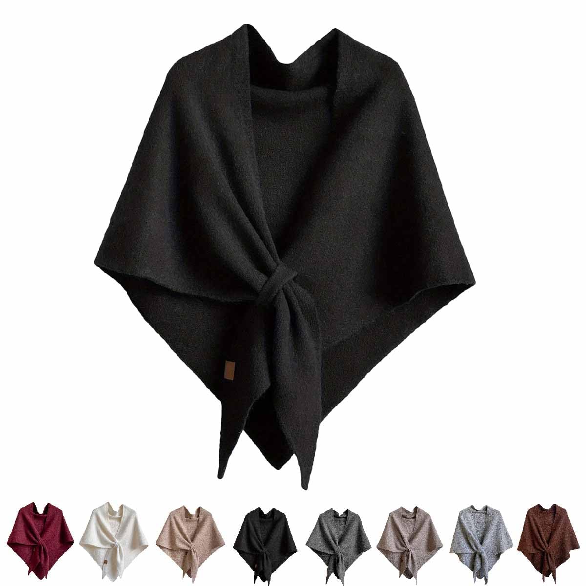 Générique ChâLe En Laine MéLangéE De Couleur Unie Pour Femmes,Cardigan Noué,ChâLe Triangulaire Pour Femme,Poncho Enveloppant Pour Voyage,Doux Et Confortable