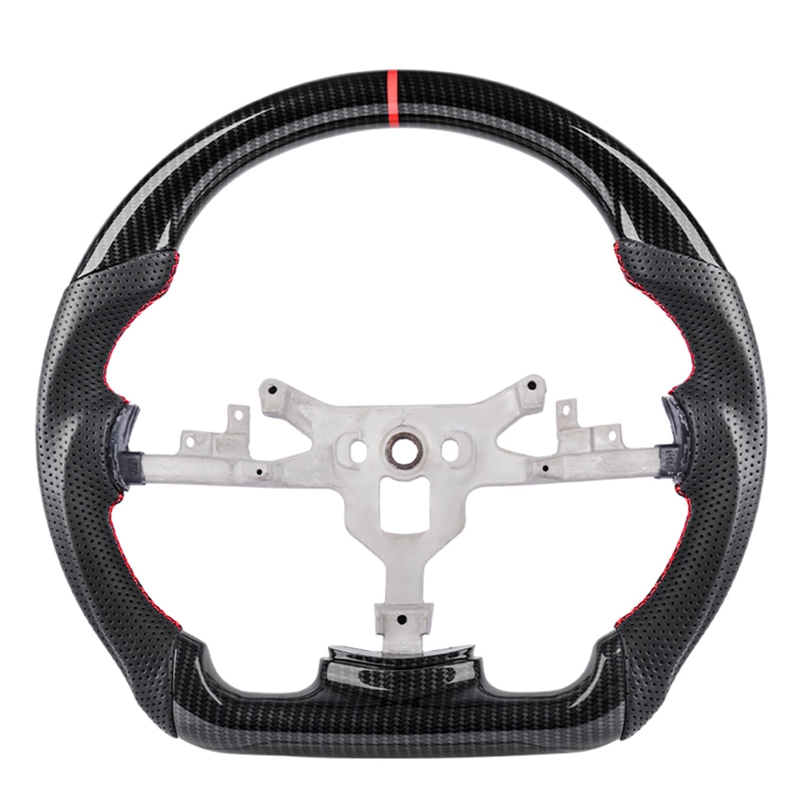 Lenkrad Auto Kompatibel Mit Chevrolet Für Corvette C6 Z06 ZR1 2009 2010 2011 2006 2007 2008 Carbonfaser-Lenkrad, Rennsportrad, Autoteile(Red)