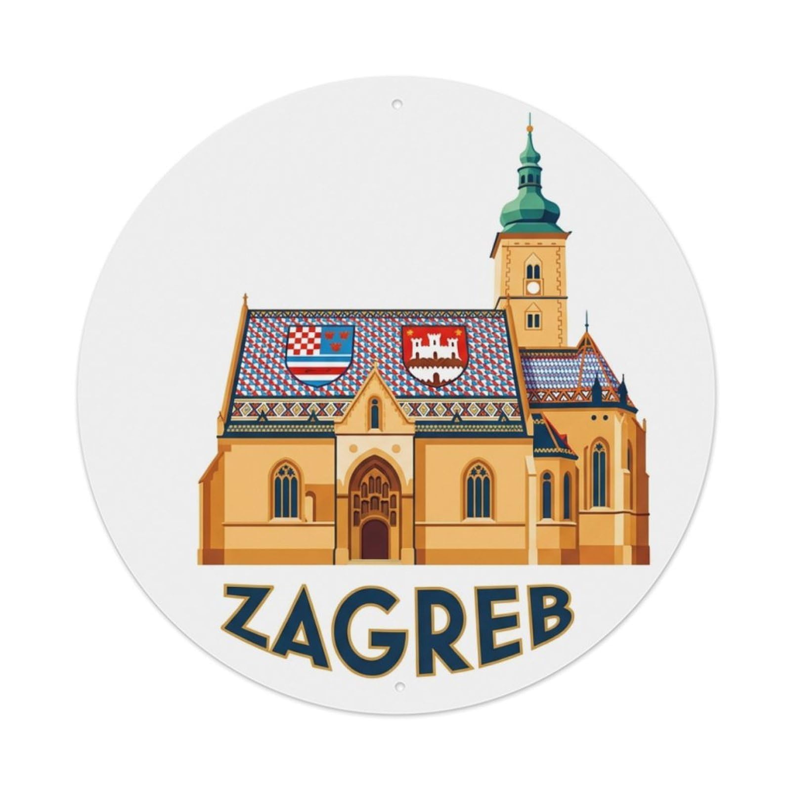 Metal Tin Sign Vintage Travel Croatia Zagreb