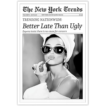 PANYI Better Late Than Ugly Canvas Picture Unframed Vintage Newspaper 30 x