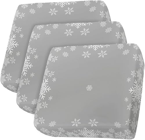 Miniatura 1 de Fundas de cojín para sofá de Navidad con diseño de copos de nieve grises, funda elástica para sofá con parte inferior elástica, fundas de sofá