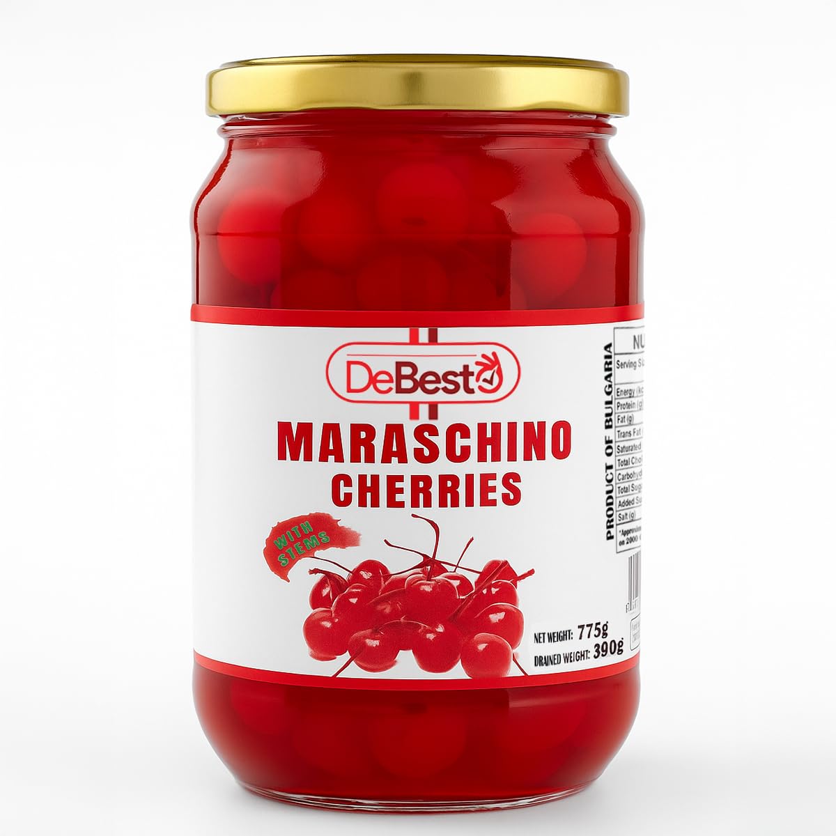DeBesto Maraschino Cherries with Stem – 775g | Premium Cocktail & Dessert Garnish | Perfect for Drinks, Cakes & Ice Cream-image-38