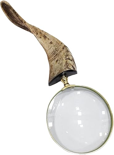 Miniatura 7 de Lupa náutica de latón macizo artesanal con mango de cuerno de búfalo para leer, trabajo cercano, pasatiempos, inspección, ciencia y manualidades,