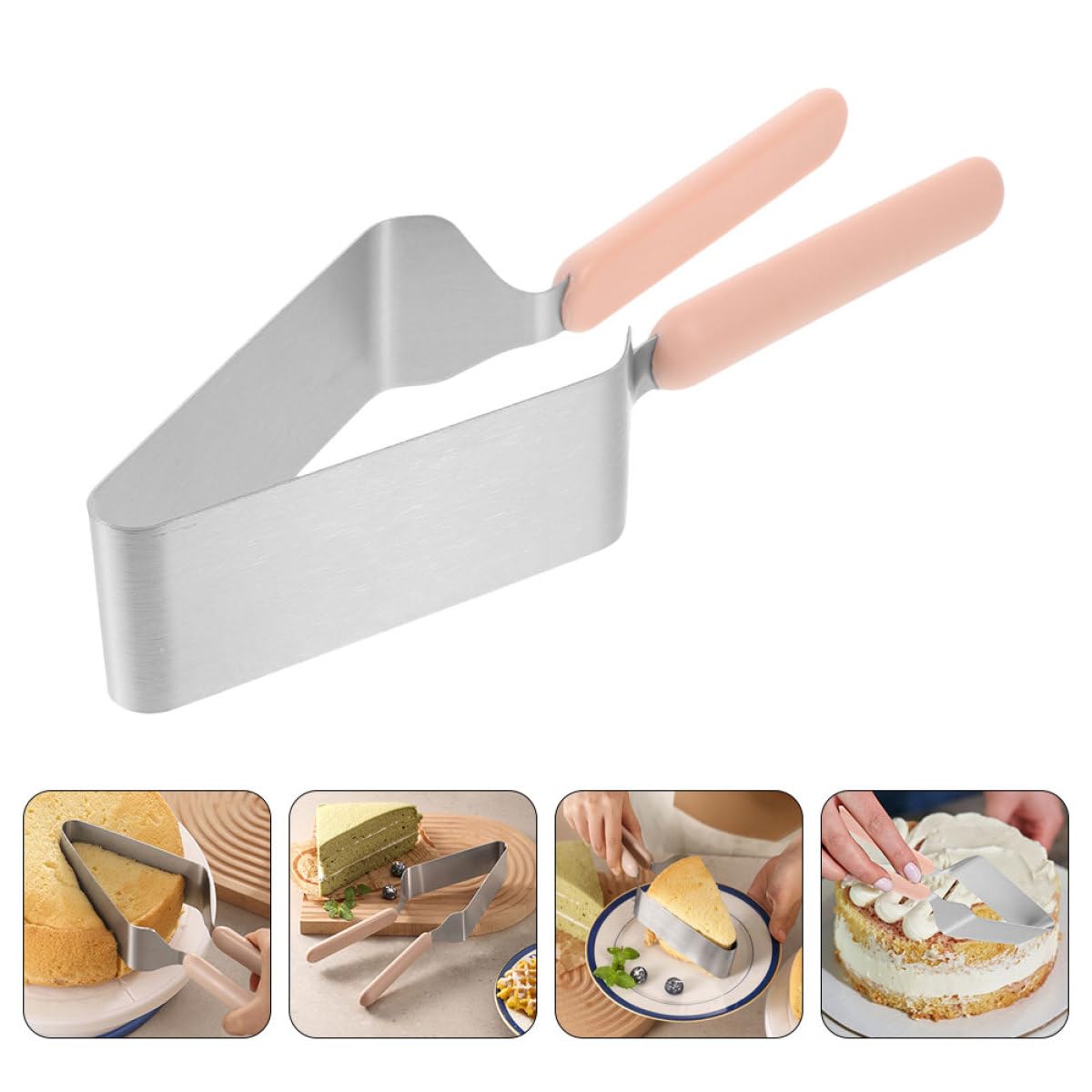 4 Pièces Pelle à Gâteau en Acier Inoxydable, Pince à Gâteau Triangulaire, Coupe-gâteau Manche, Accessoire Pâtisserie pour Découpe et Service Précis Lors de Fêtes et Anniversaires