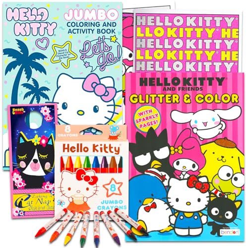 Lisciani - Hello Kitty And Friends – Libro Magico Riutilizzabile da colorare ad Acqua per Bambini dai 3 Anni in su - Giocattoli educativi con 12 Pagine e Penna ad Acqua