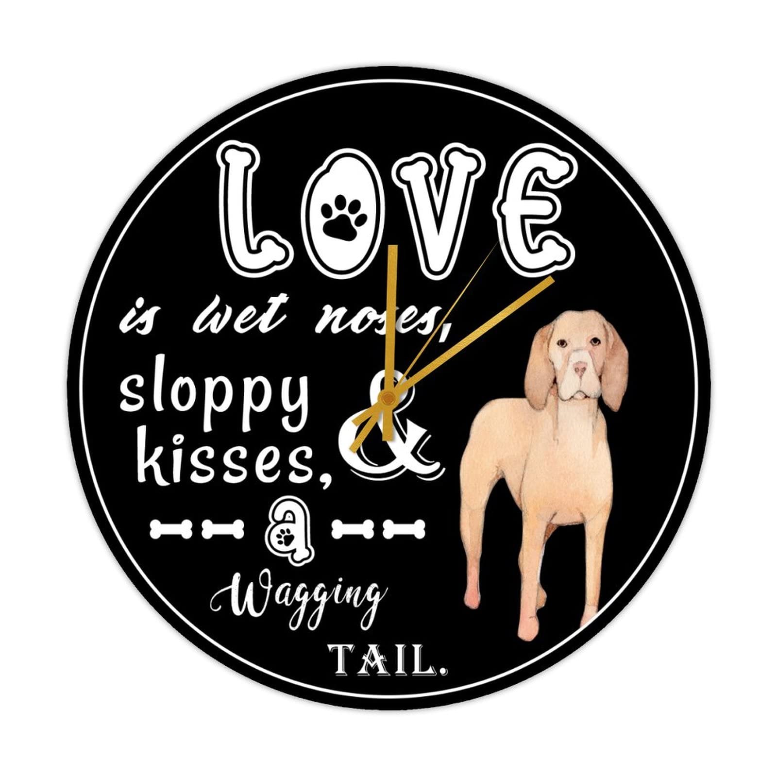 Cadeau pour les amoureux des chiens : horloge bois Love Is Wet Noses