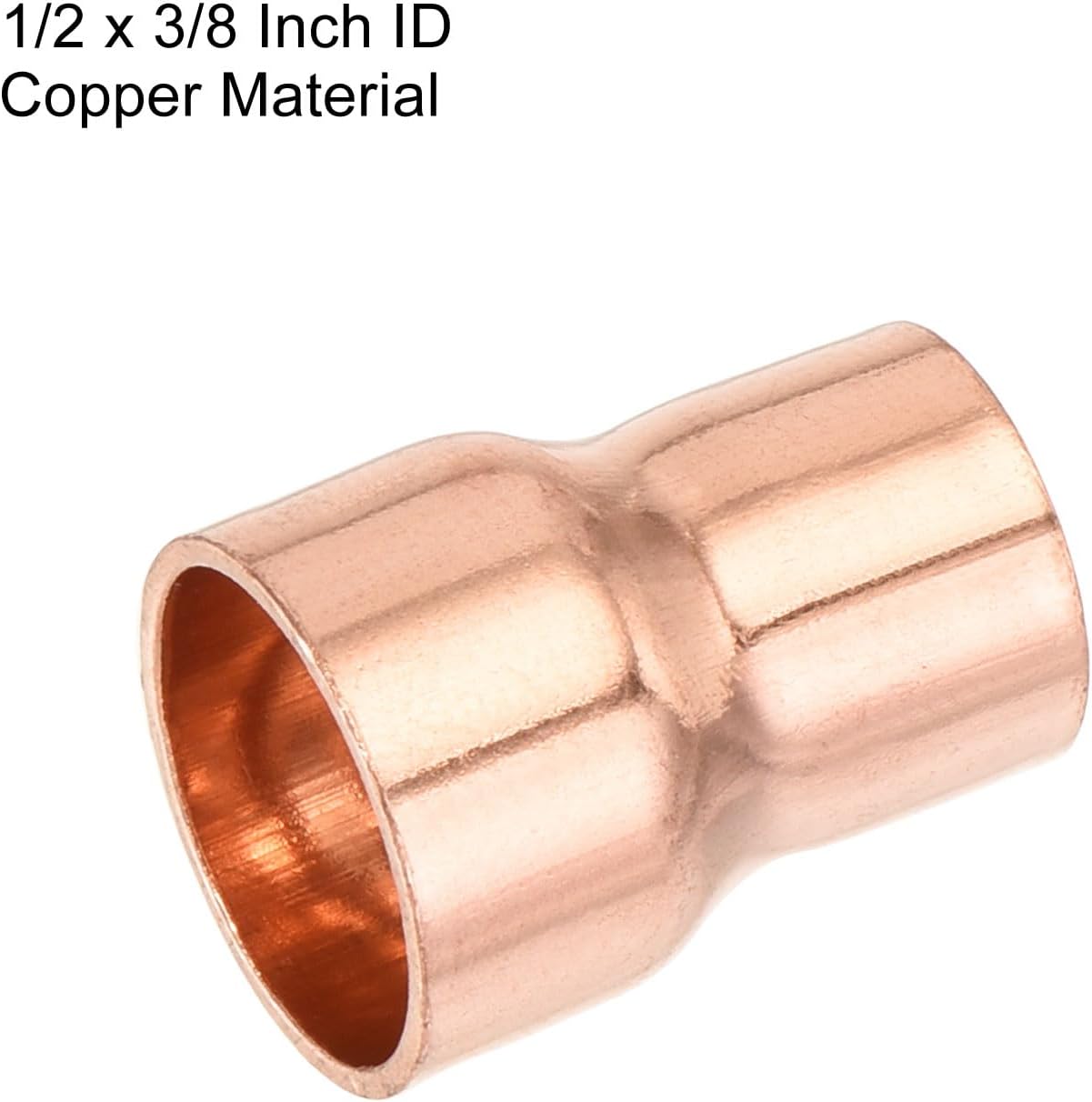 MECCANIXITY Reducing Copper Coupling Fitting Straight with Sweat End, 1/2 x 3/8 Inch ID for HVAC Refrigeration Adapter, Pack of 2