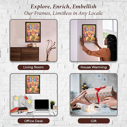 Miniatura 6 de Tienda de artesanía Hanuman mostrando a Sita Ram sentado en su corazón, un póster religioso hindú sagrado con marco para fines de adoración