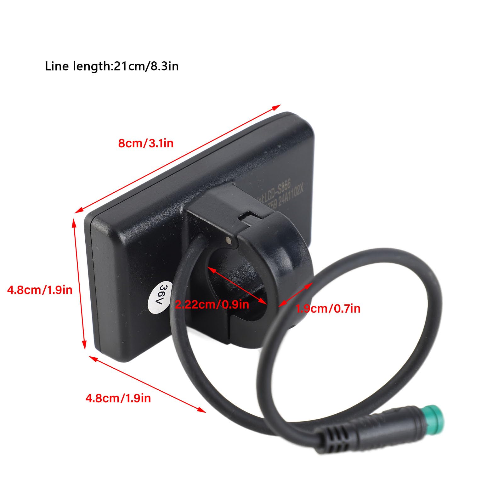 Cunyuer Electric LCD Display Meter, S866 Bike Display, 24V 36V 48V Bike Speedometer with Plug for Electric Scooter 22.2mm/0.9in Handlebars