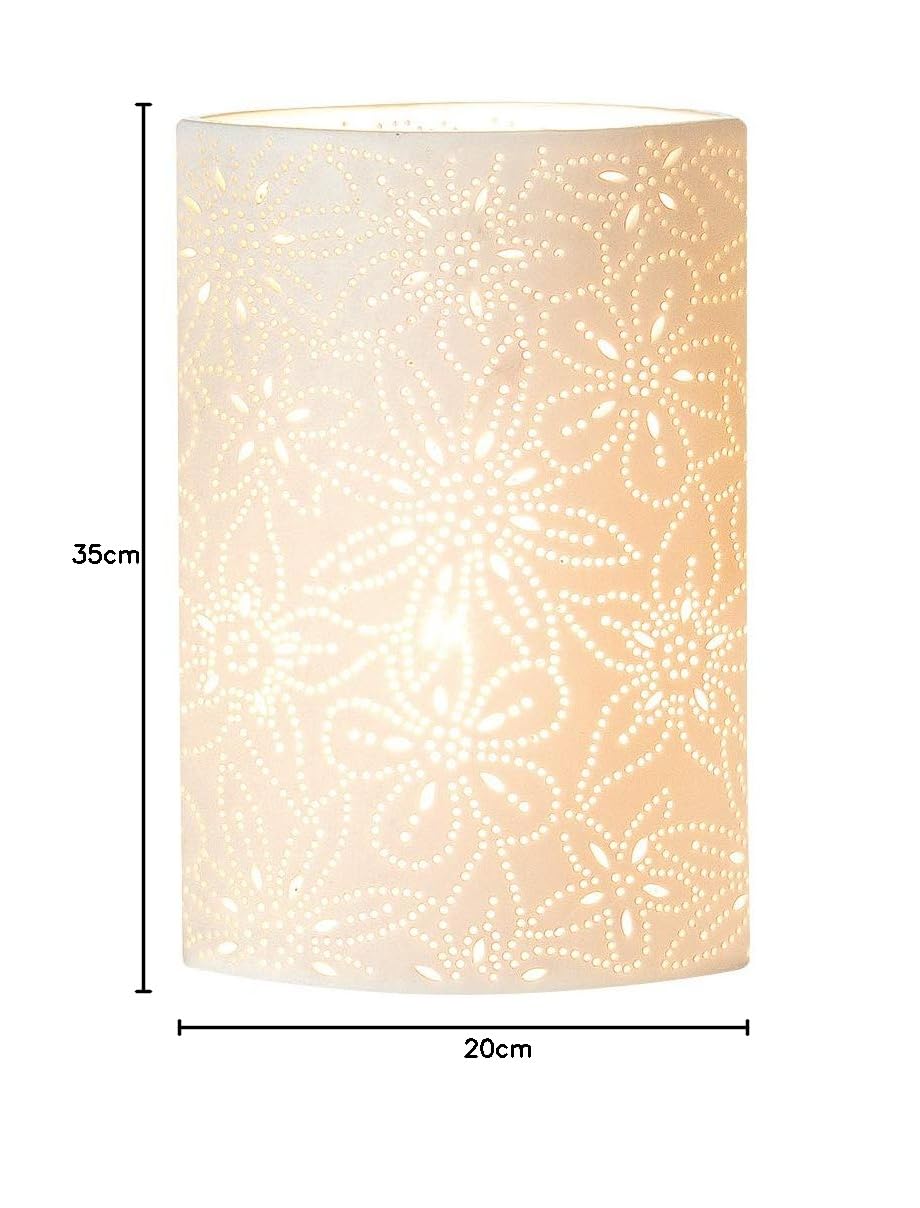 GILDE Tischleuchte Blume - Designlampe aus feinem Porzellan weiß H 35 cm