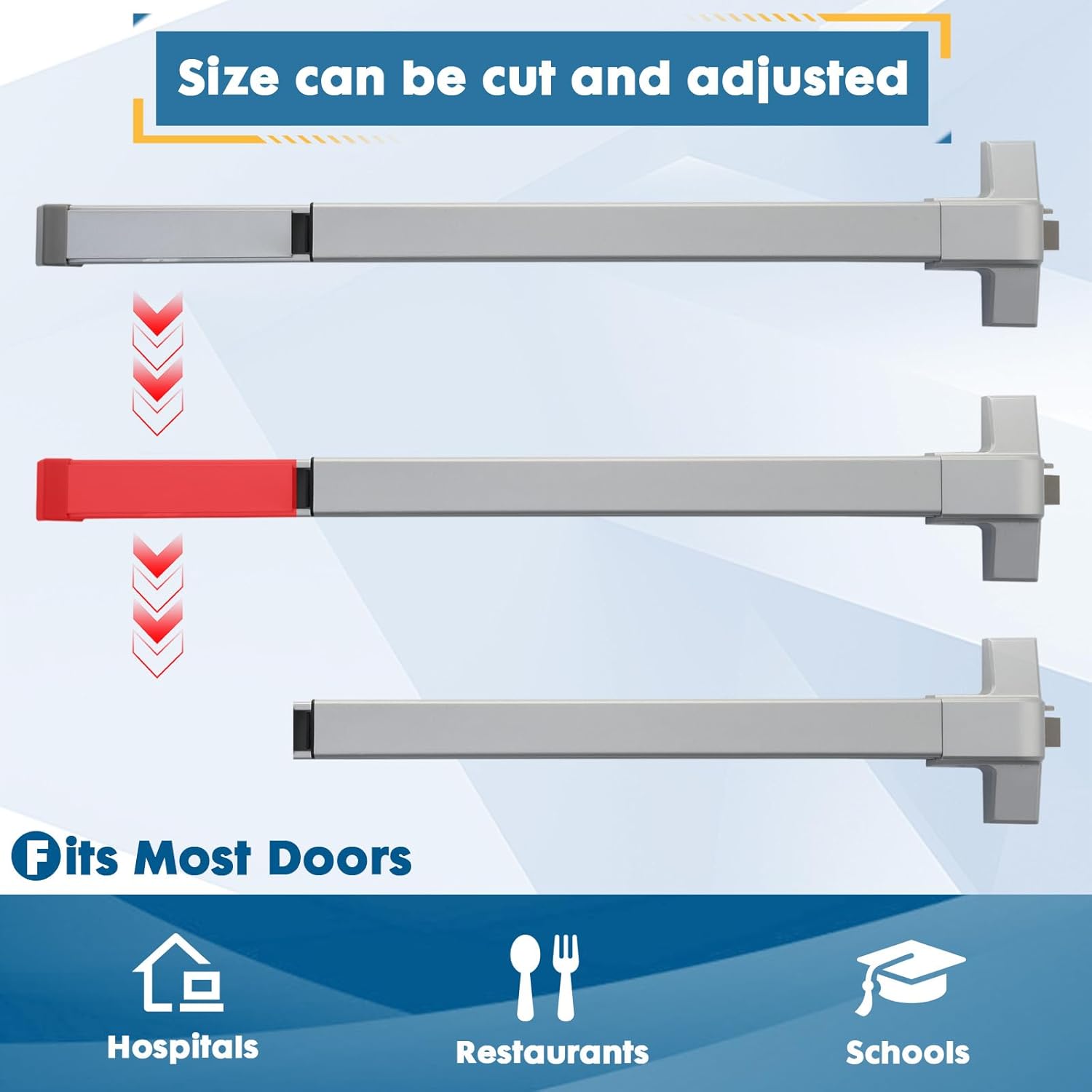 Commercial Door Push Bar Panic Exit Device with Exterior Lever, 32" Stainless Steel Panic Bars for Exit Doors, Aluminum Silver