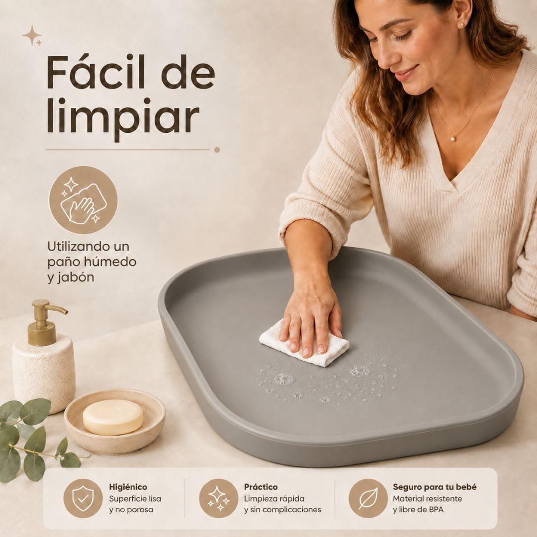 Cambiador Bebé de Espuma PU Suave y Lavable, Cambiador para Pañales con Bordes Elevados, Ligero, Acolchado e Impermeable, Fácil de Limpiar, para Cómoda, Baño o Habitación Infantil (Marrón)