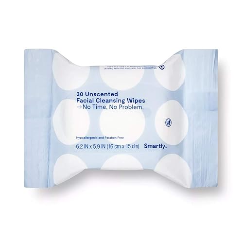 Smartly Toallitas de limpieza facial sin perfume, hipoalergénicas y sin parabenos, 30 unidades (paquete de 2)