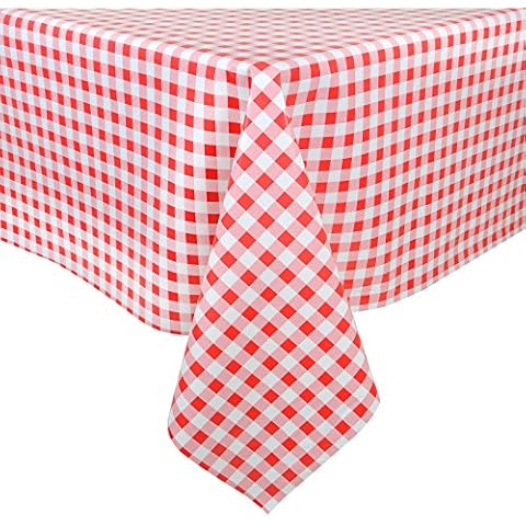 Micro-Pro Red Gingham Wipe Clean PVC Vinyl Tablecloth Table Cover Protector 140x240cm Cover