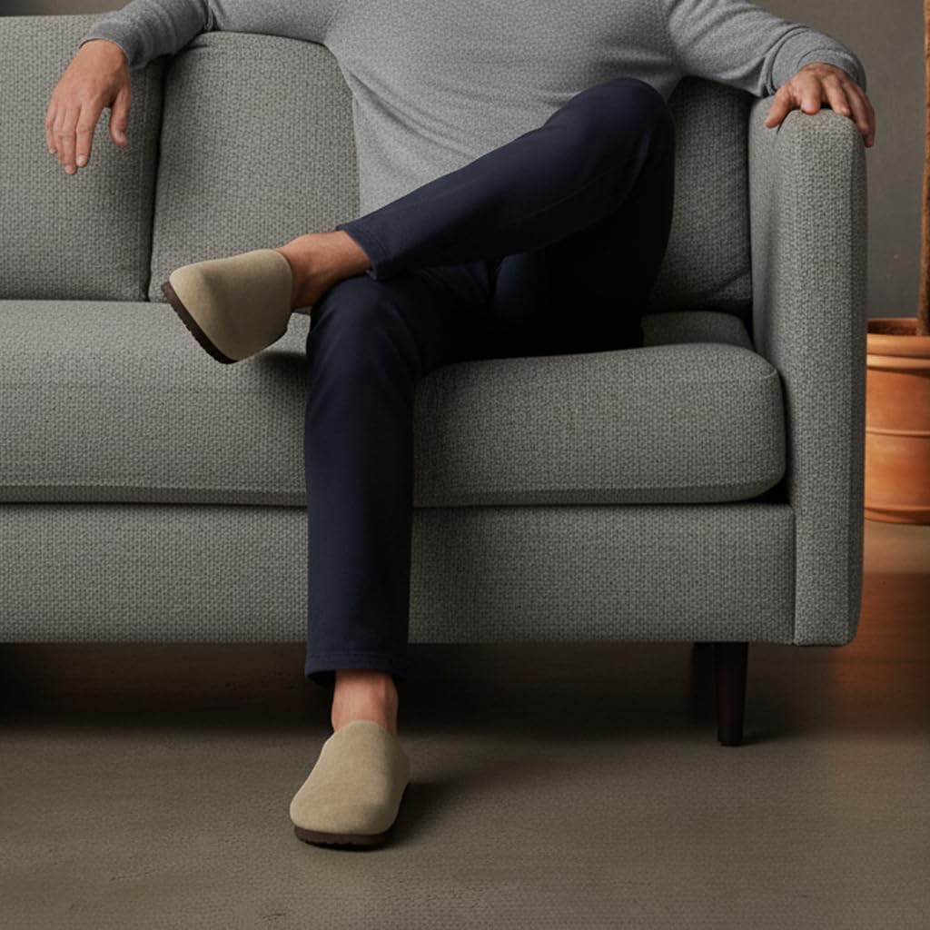 CUSHIONAIRE Heath Genuine Suede Leather Mens Clogs with Memory Foam Comfort, Easy Slip On Slides for Men - Image 2