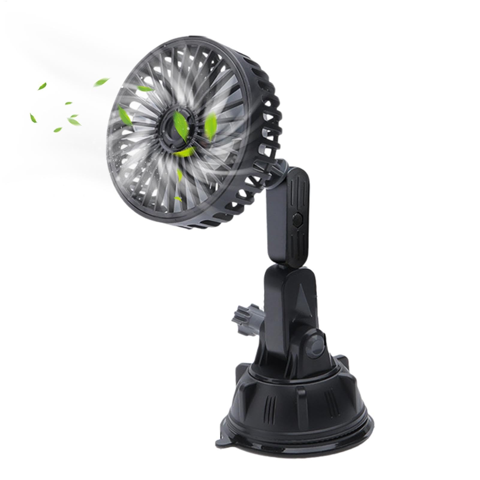 Ventilateur portable pour voiture puissant à ventouse et 3 vitesses réglables