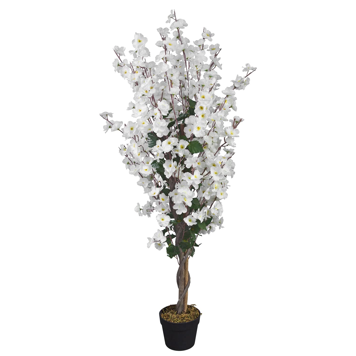 Árbol de Cerezo Planta Artificial Árbol Flor de Cerezo Tronco de Madera Real Decoración Interior Deco 120 cm Decovego